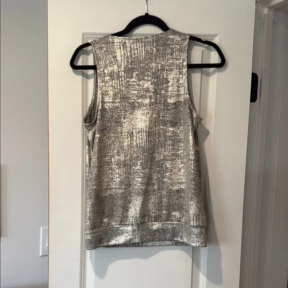 Anthropologie Silver Sequin Wrap Tank Top - Picture 3 of 3